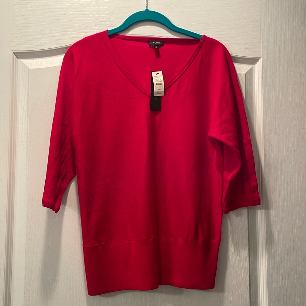 NWT Talbots Red Cotton Sweater Size PM